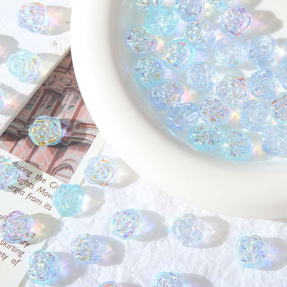 Rose Glass Straight Hole beadable beads