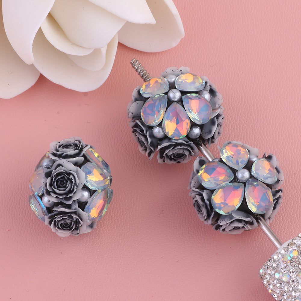 Rose Zircon Water Drop Five Petal Flower Diamond Ball