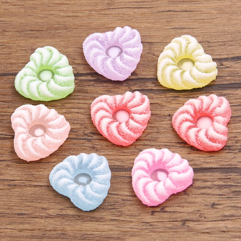 Mixed Color Heart Round Candy Resin Beads