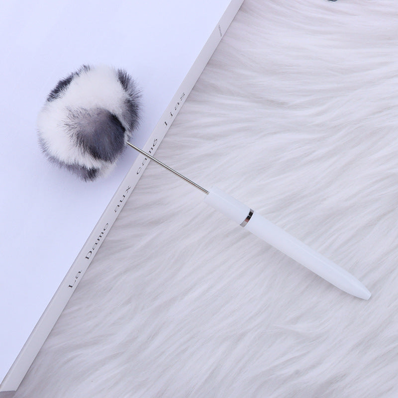 Long Fluffy Beaded Pen Ins Macaron Color Fluffy Rotating Ballpoint Pen