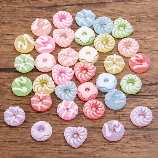 Mixed Color Heart Round Candy Resin Beads