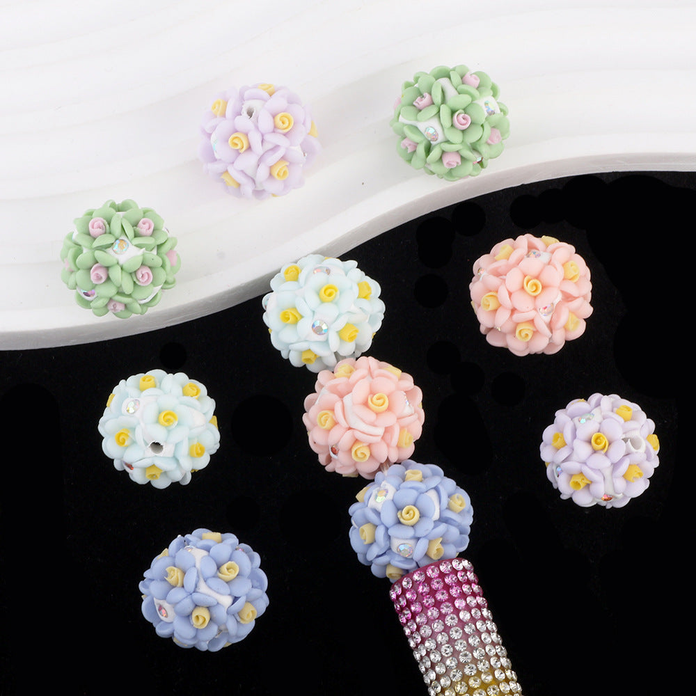 Simple Colorful Rose Ball Soft Clay Drill Ball Bead