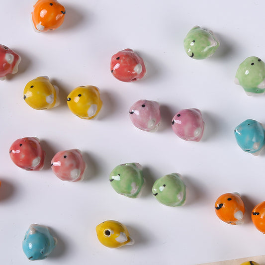 Cute Hand-painted Ceramic Beads Colorful Small Fish Dolphin Animal Beads