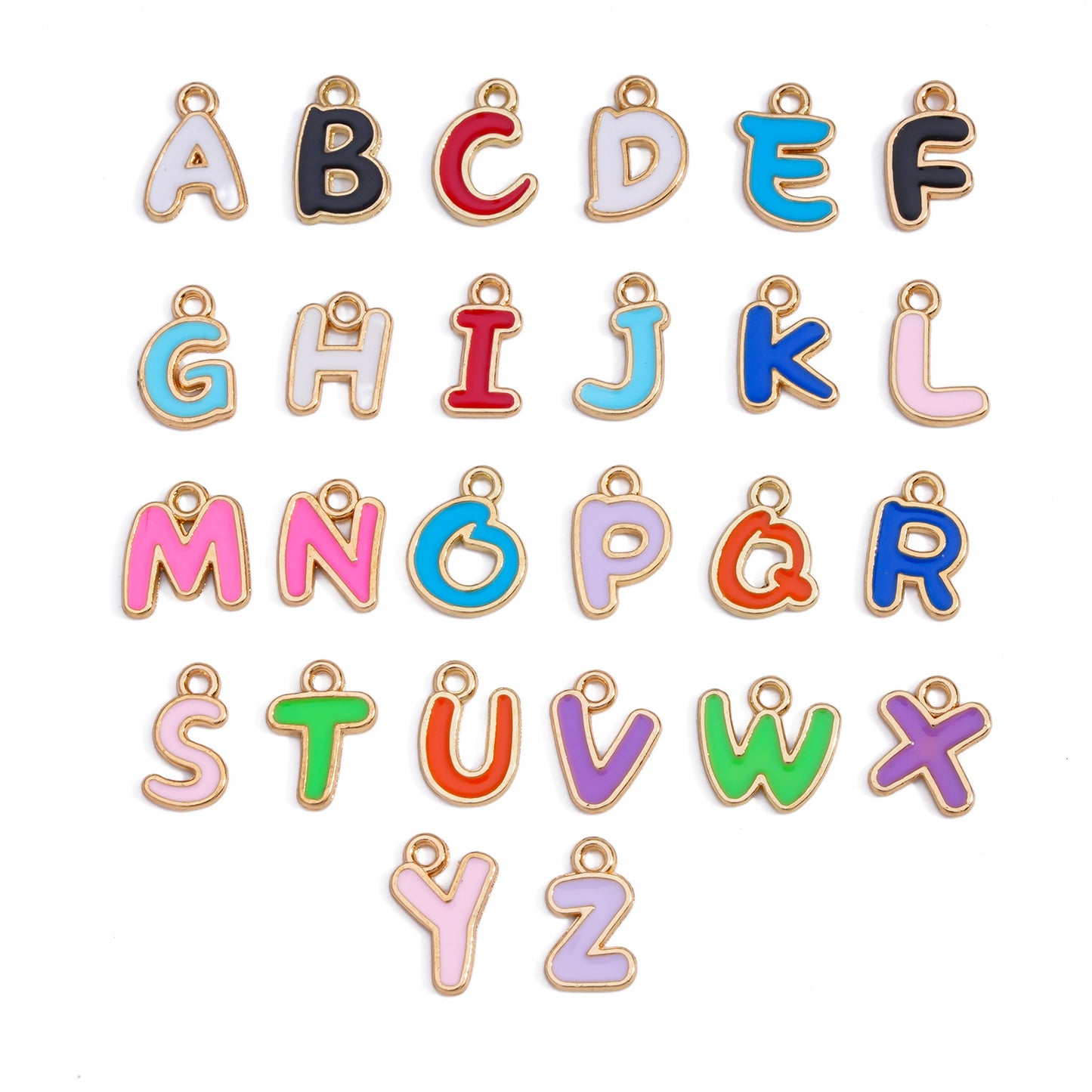 100 pcs Colorful Single-Sided Mixed Color 26 English Alphabet Pendants