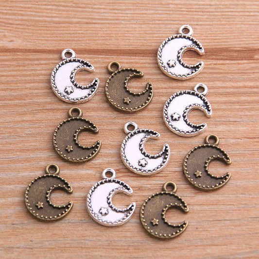13*17mm 2 Colors DIY Zinc Alloy Jewelry Accessories Natural Charm Moon Star Pendant