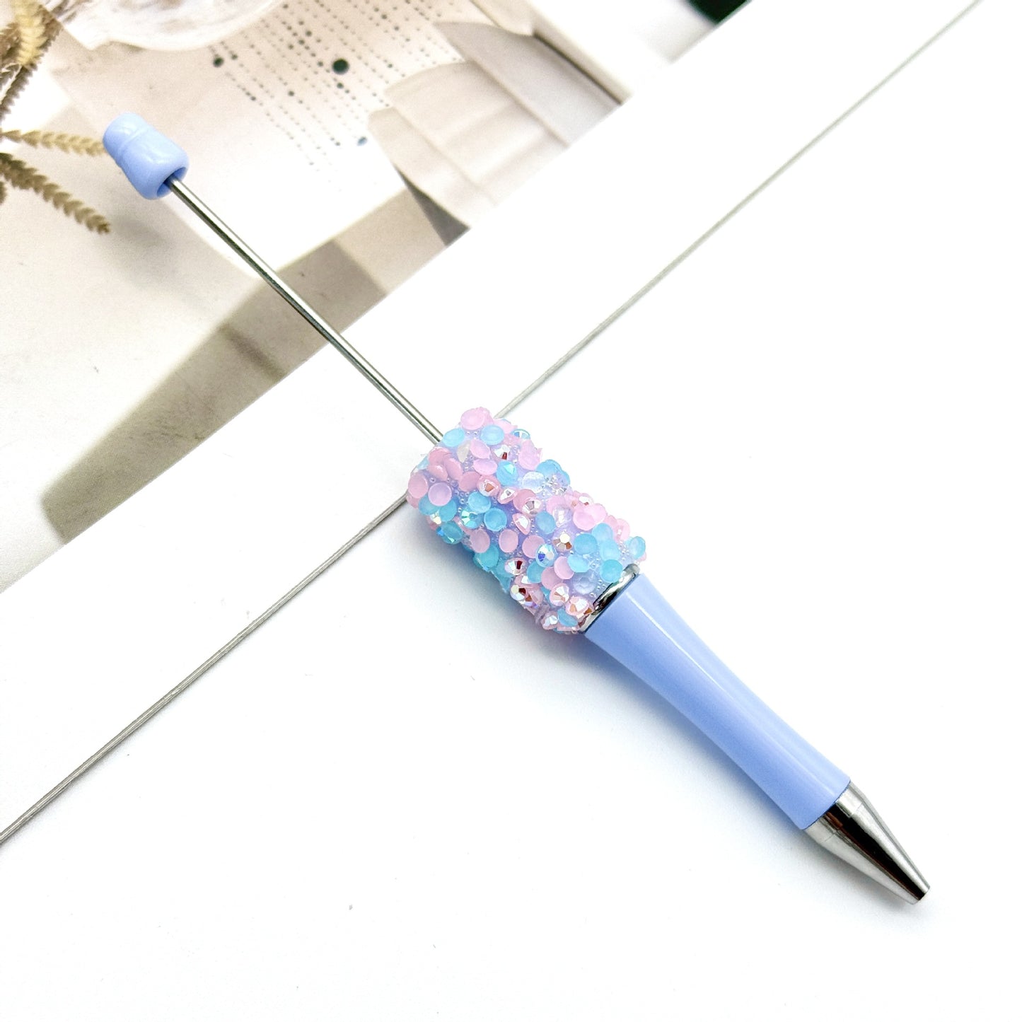 Sequin Beaded Pen Ins Colorful Resin Ballpoint Pen Student Gift Pen Beadable Rotating Cute Pen