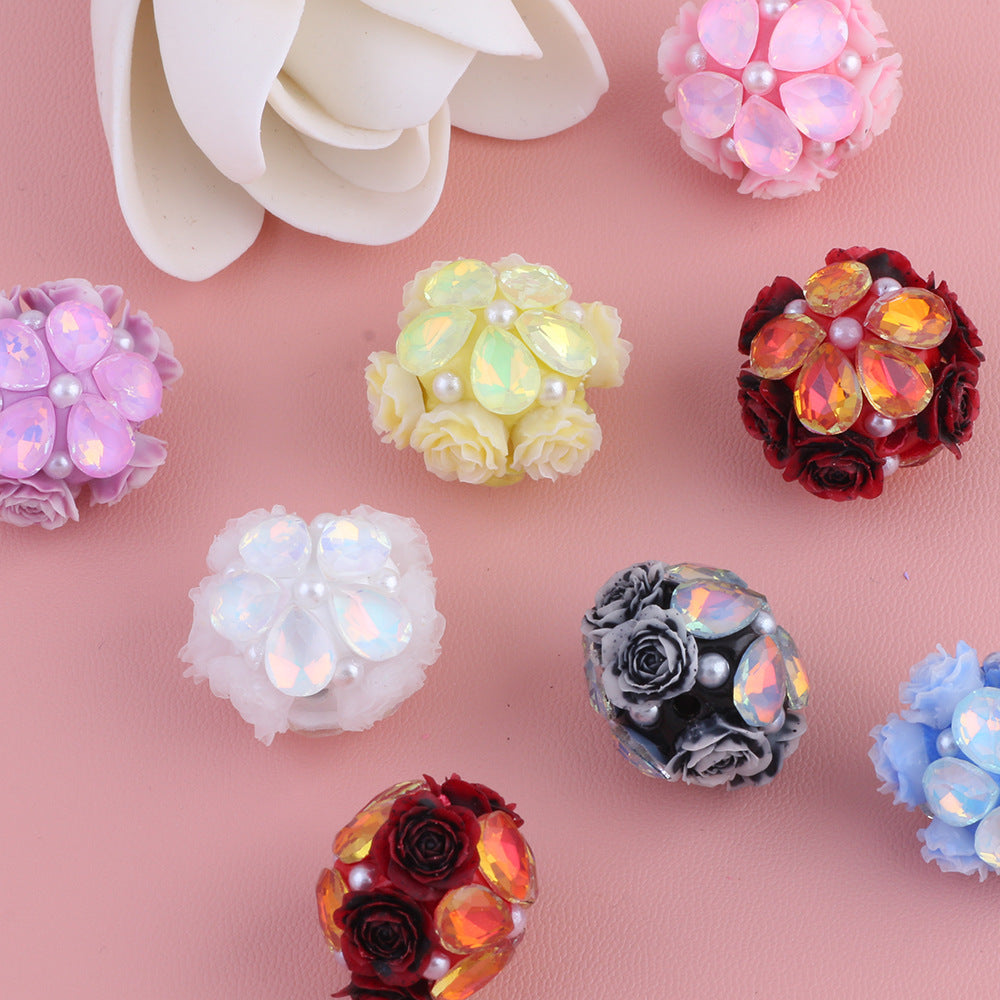 Rose Zircon Water Drop Five Petal Flower Diamond Ball