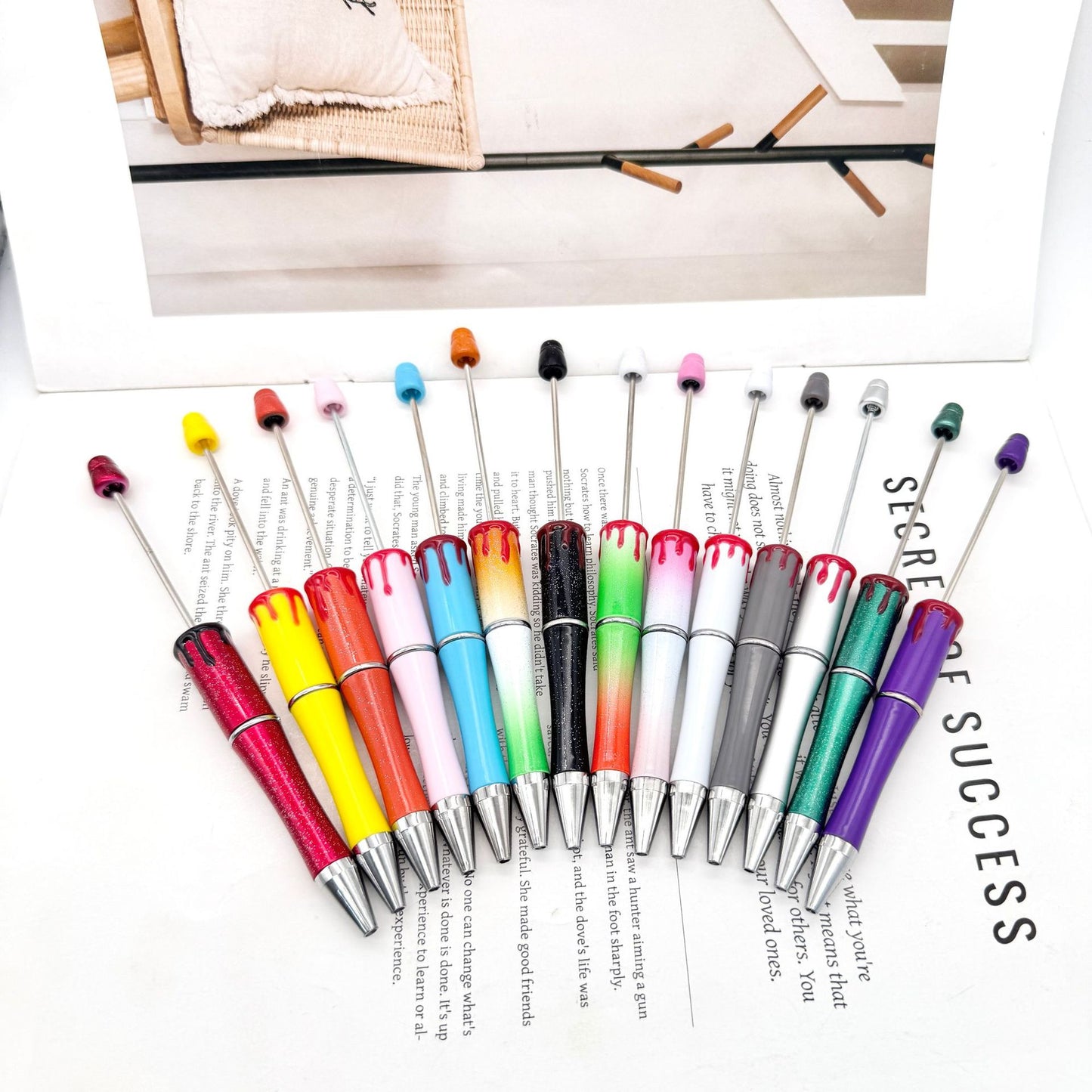 Blood Print Beaded Pen Fun Hand-painted Rotating Cute Pen