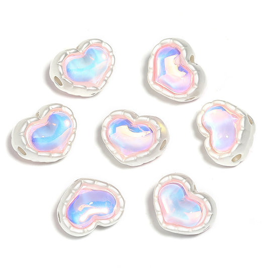 Alloy Four-Hole Spacer Bead with Heart and Rabbit Design