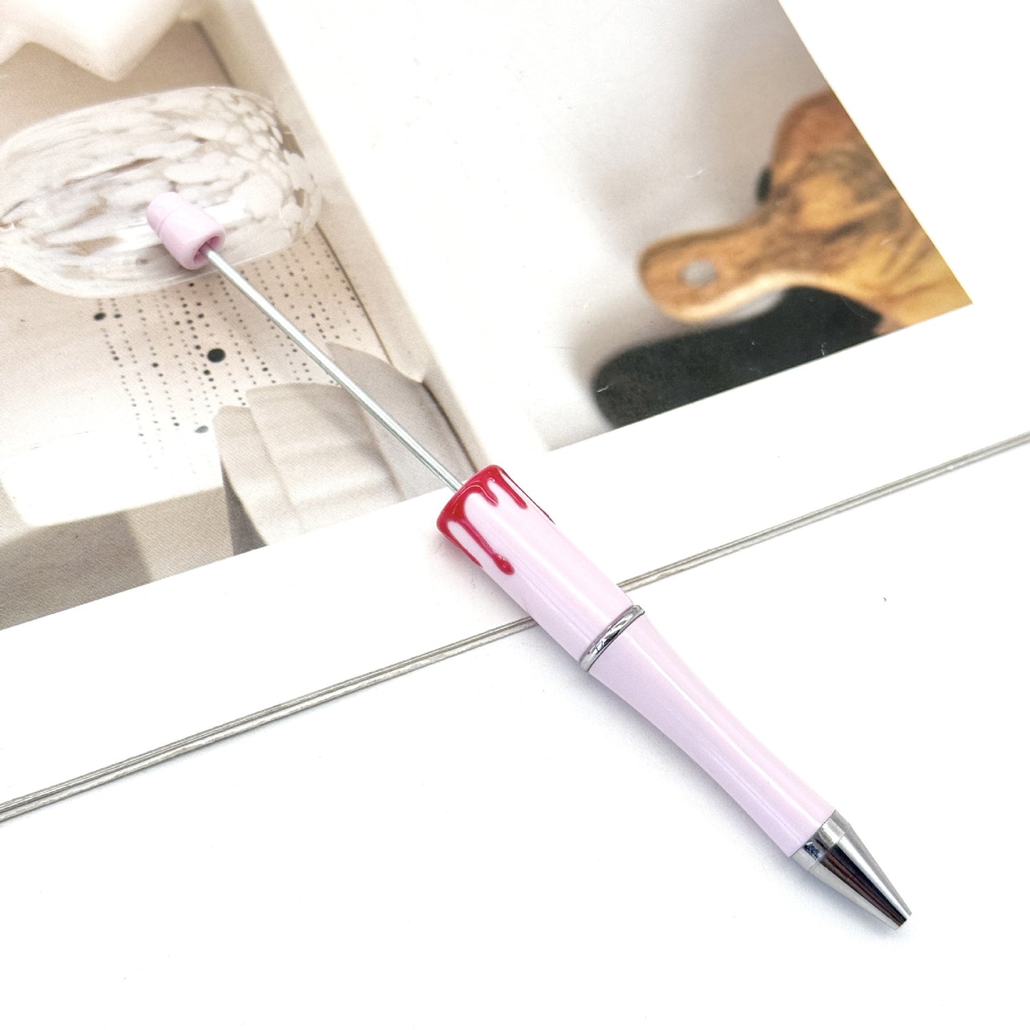 Blood Print Beaded Pen Fun Hand-painted Rotating Cute Pen