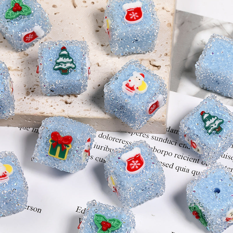 Christmas Rhinestone Sugar Square Beads