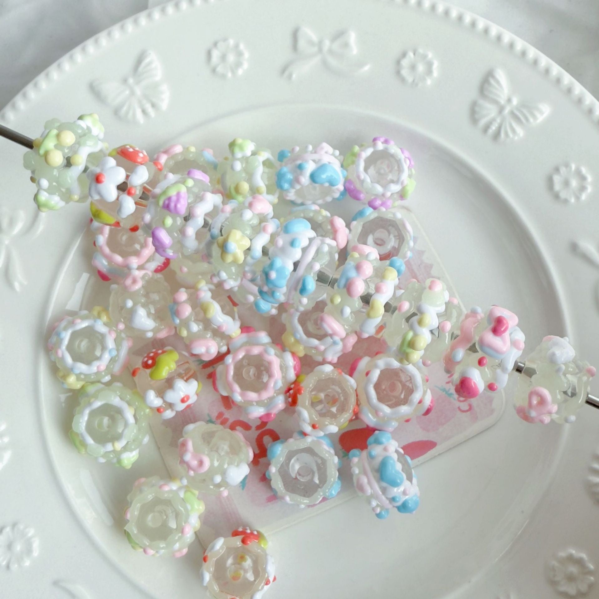 beadable beads Colorful acrylic luminous contact beads for DIY jewelry