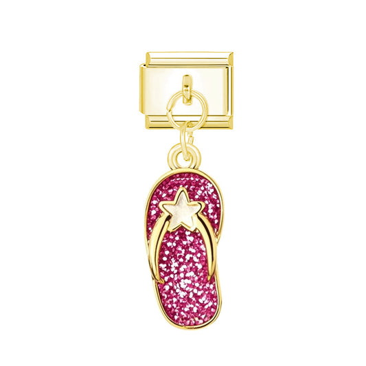 Golden Barbie pink slipper charm
