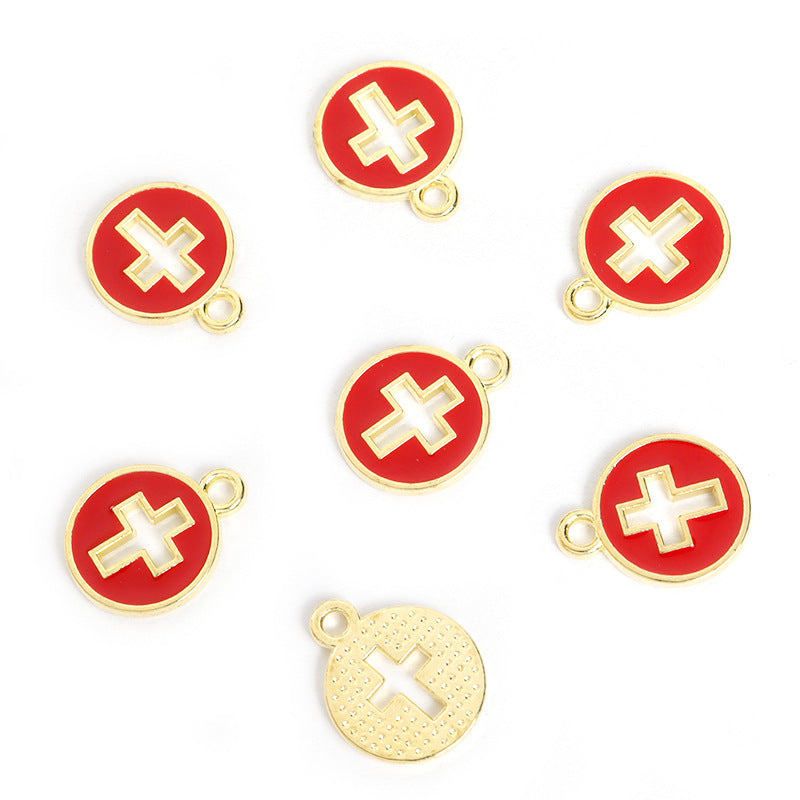 10 Pcs Colorful Drip-Oil Round Ring Cross Accessories