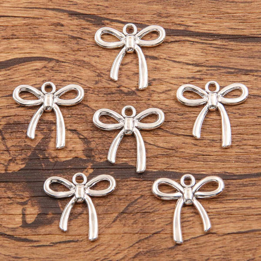 Metal Hollow Cute Bow Pendant Charms