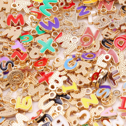 100 pcs English letter metal charm