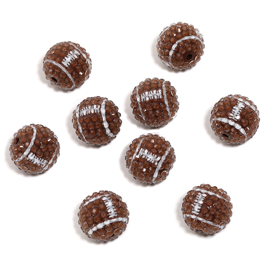 Rugby Ball with Full Diamond Beads Acrylic Soccer Ball Fancy beads