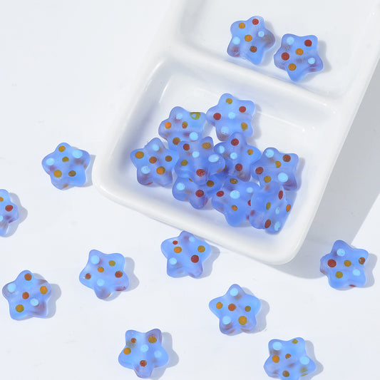 12mm colorful polka dot glass star beads