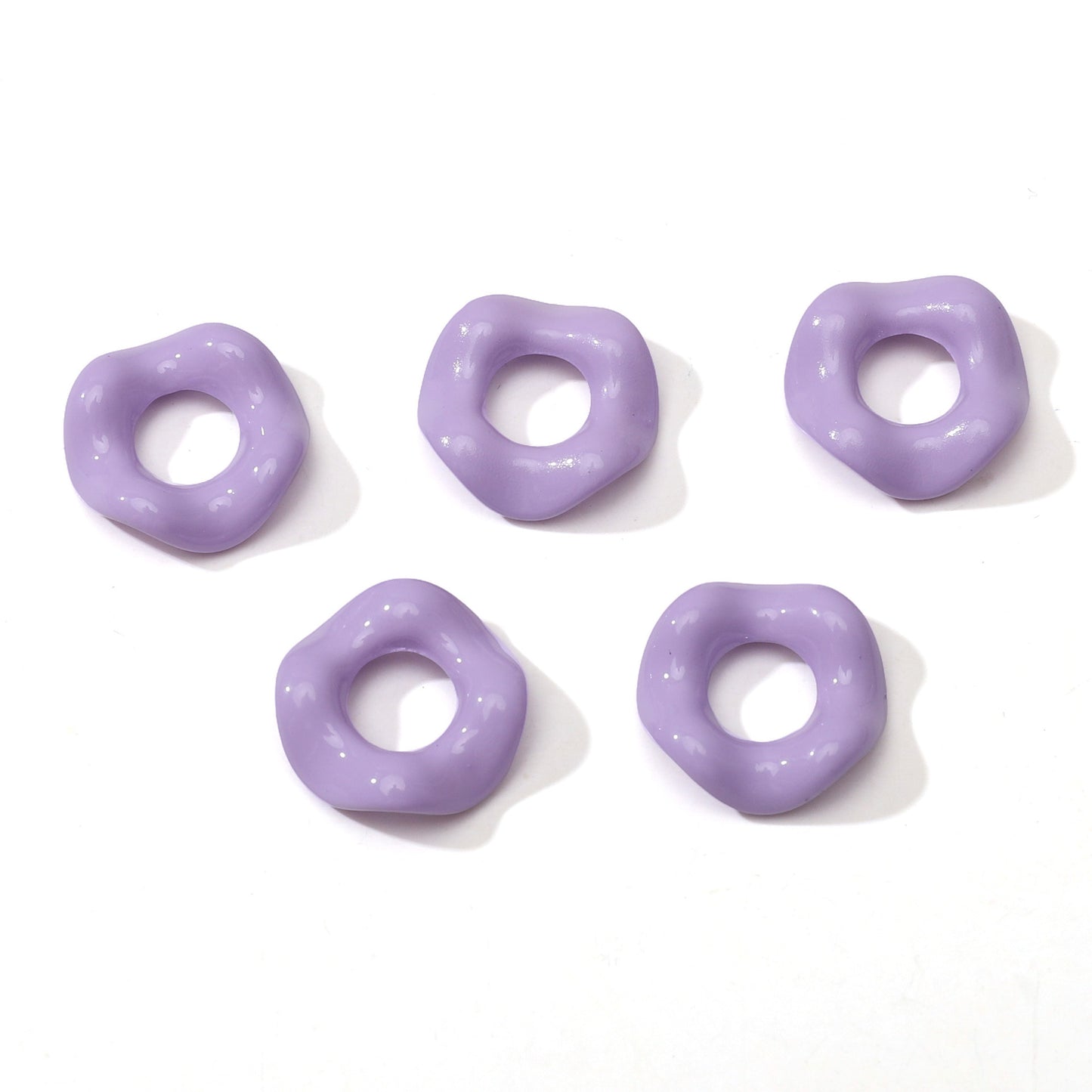Acrylic Beads Wavy Shape Spacer Large Hole, Solid Color, 16MM