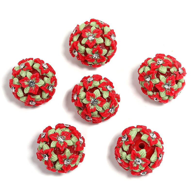 Sparkling Resin Flower Beads Acrylic Multicolored Flower Fancy Beads