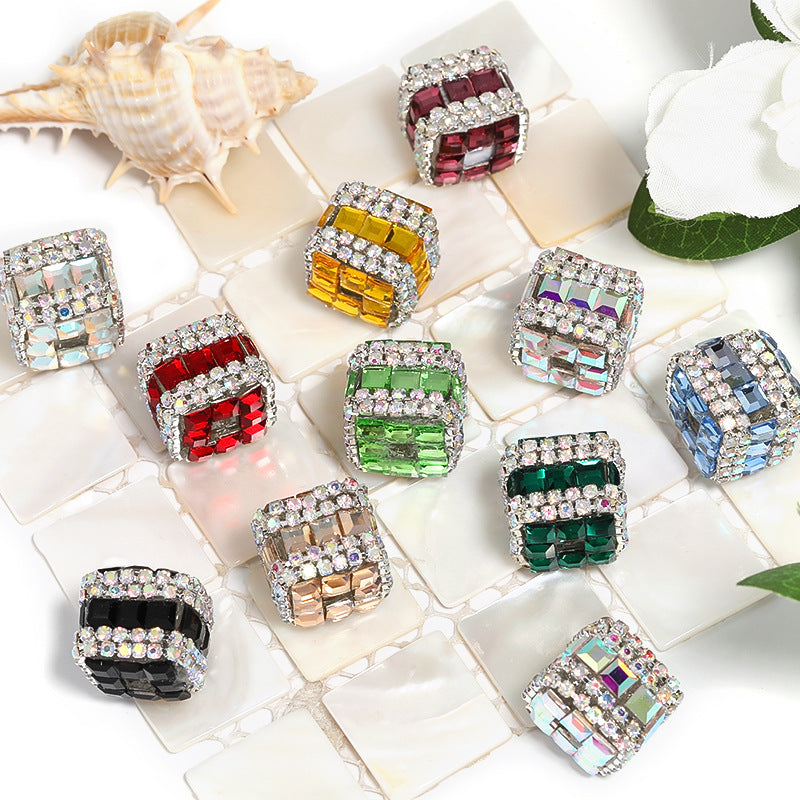 5 Pcs Cube rhinestone fancy beads