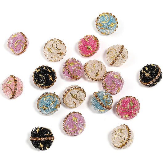 Stars and moon, sparkling like sugar beads