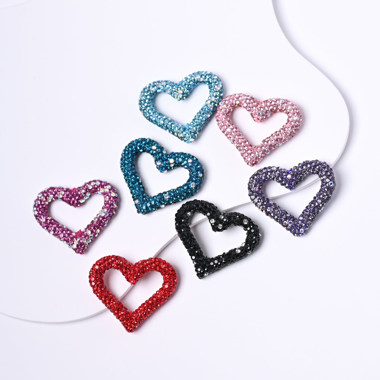 2.8*3.2cm Full-Diamond Clay Heart Ring Crystal Fancy Beads