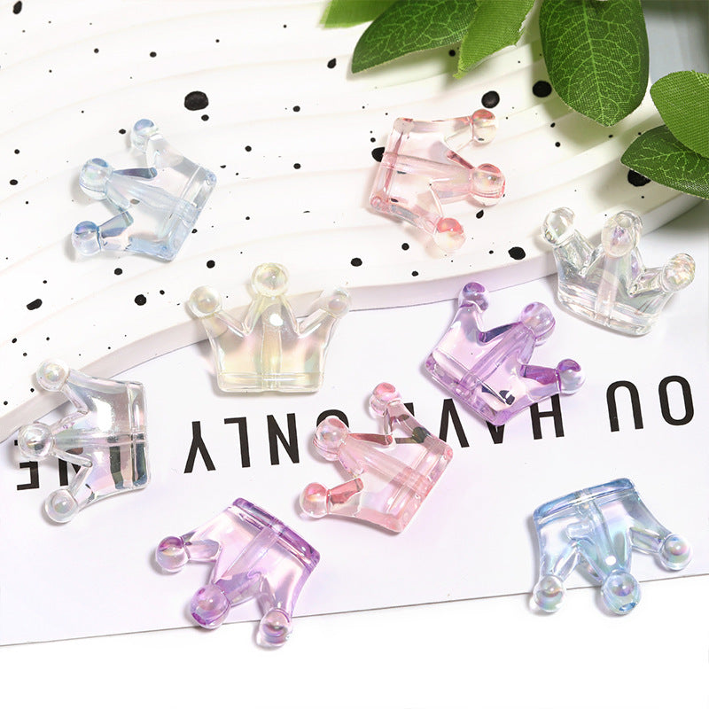 Colorful transparent crown beads high value acrylic three-dimensional beads