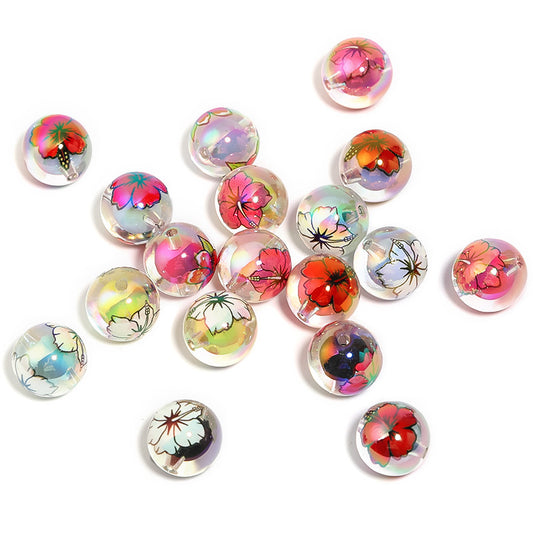 Acrylic Valentine's Day Rose Beads Medium Beads Flower Print Beads