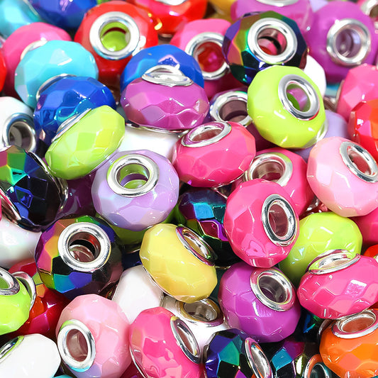 Acrylic solid color large hole bead wheel beads