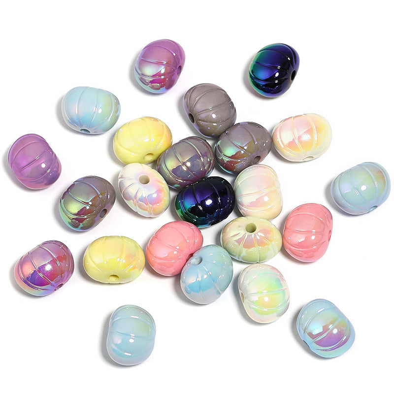 Acrylic UV electroplating solid color flat pumpkin beads
