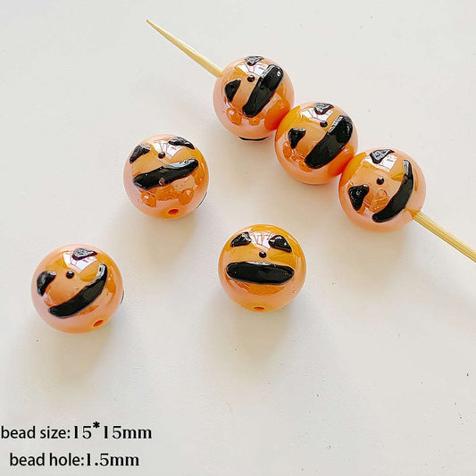 Halloween Series pumpkin acrylic hand-painted beadable beads