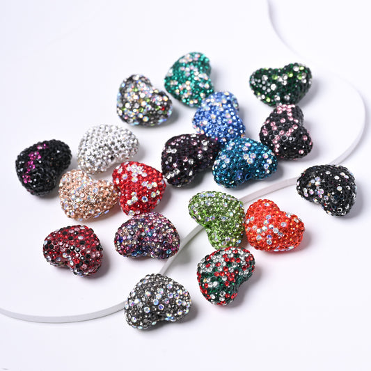 19X24MM Polymer Clay Heart-Shaped Diamond Ball Clay Beads