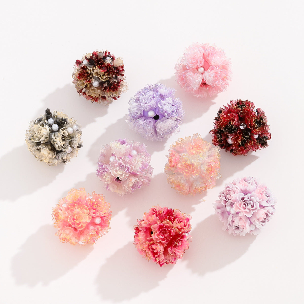 Pearl-Gradient Peony Flower Ball Fancy beads
