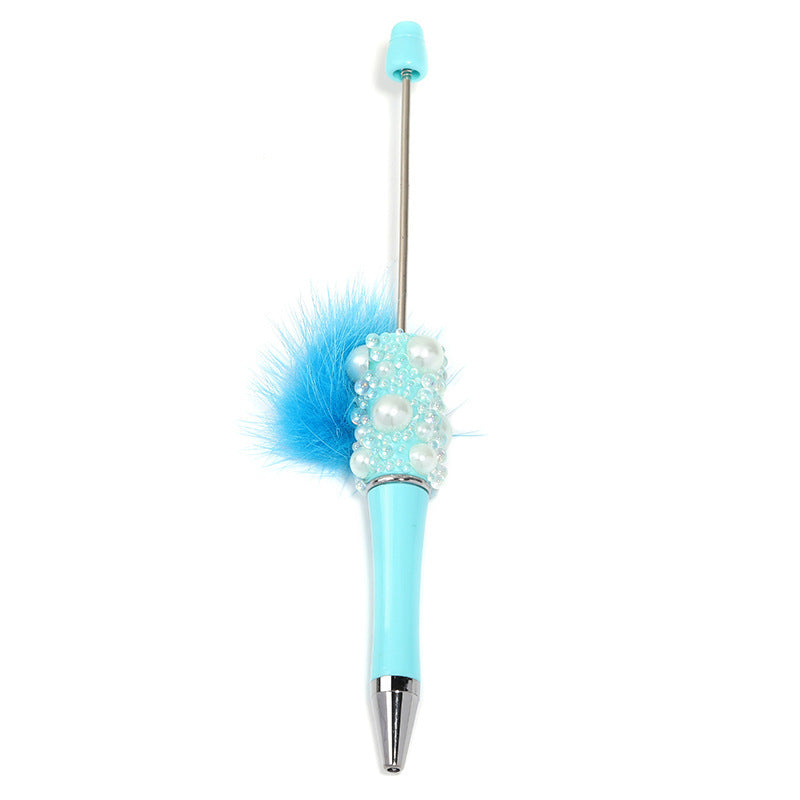 Fuzzy ball pearl beadable pen
