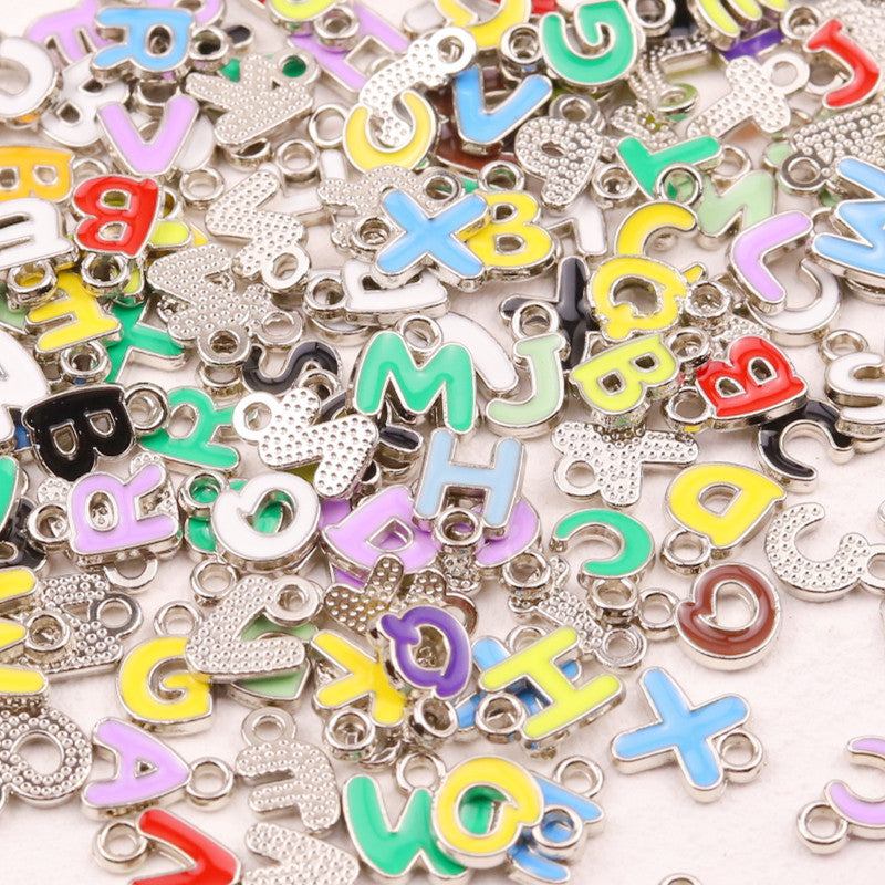 100 pcs English letter metal charm