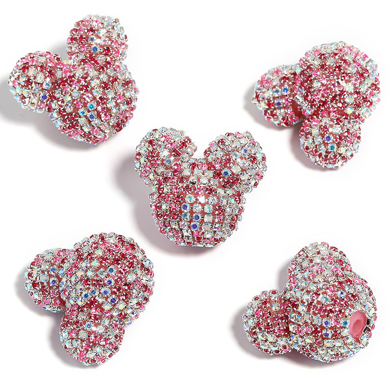 5 pcs Colorful Mickey Head Rhinestone Fancy beads