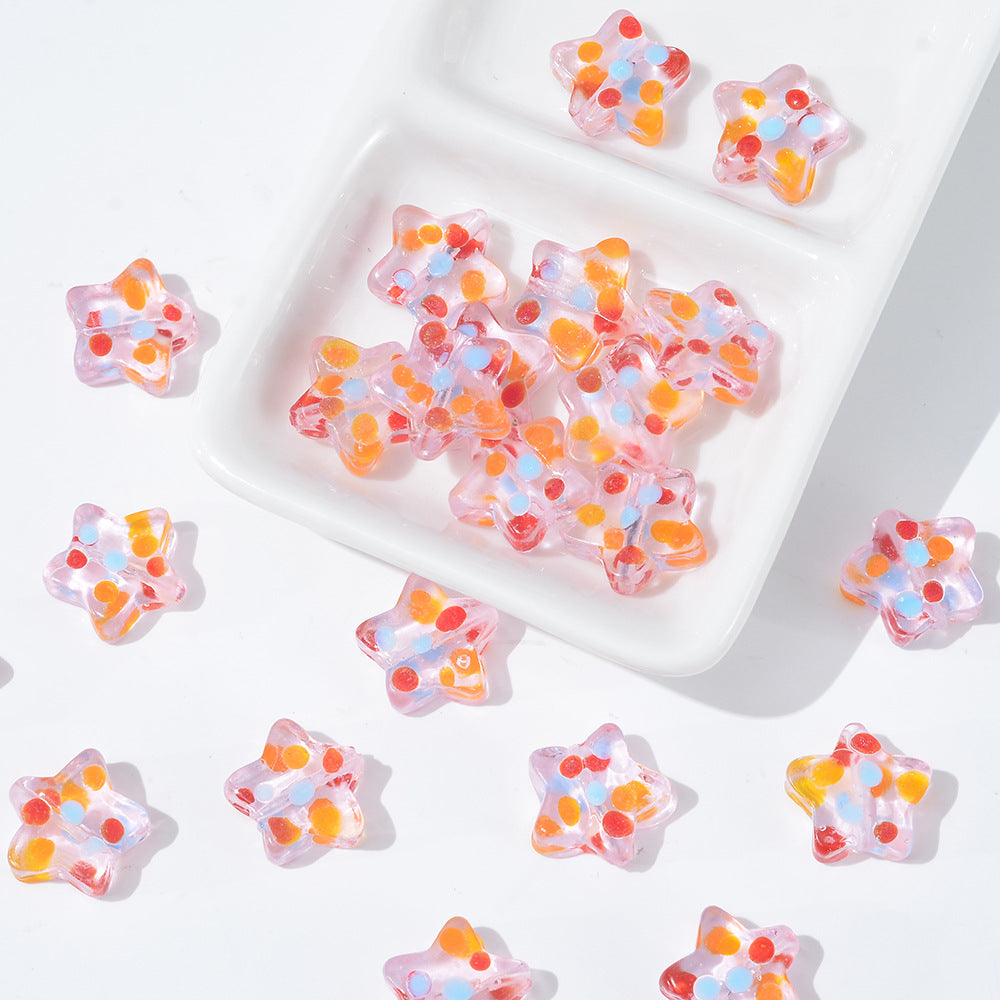 12mm colorful polka dot glass star beads