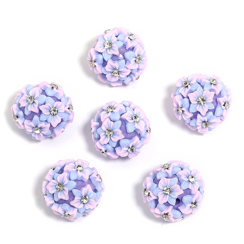 Sparkling Resin Flower Beads Acrylic Multicolored Flower Fancy Beads