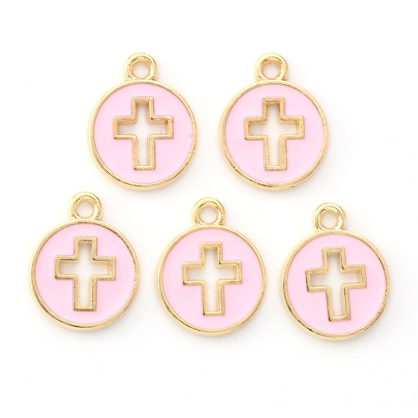 10 Pcs Colorful Drip-Oil Round Ring Cross Accessories