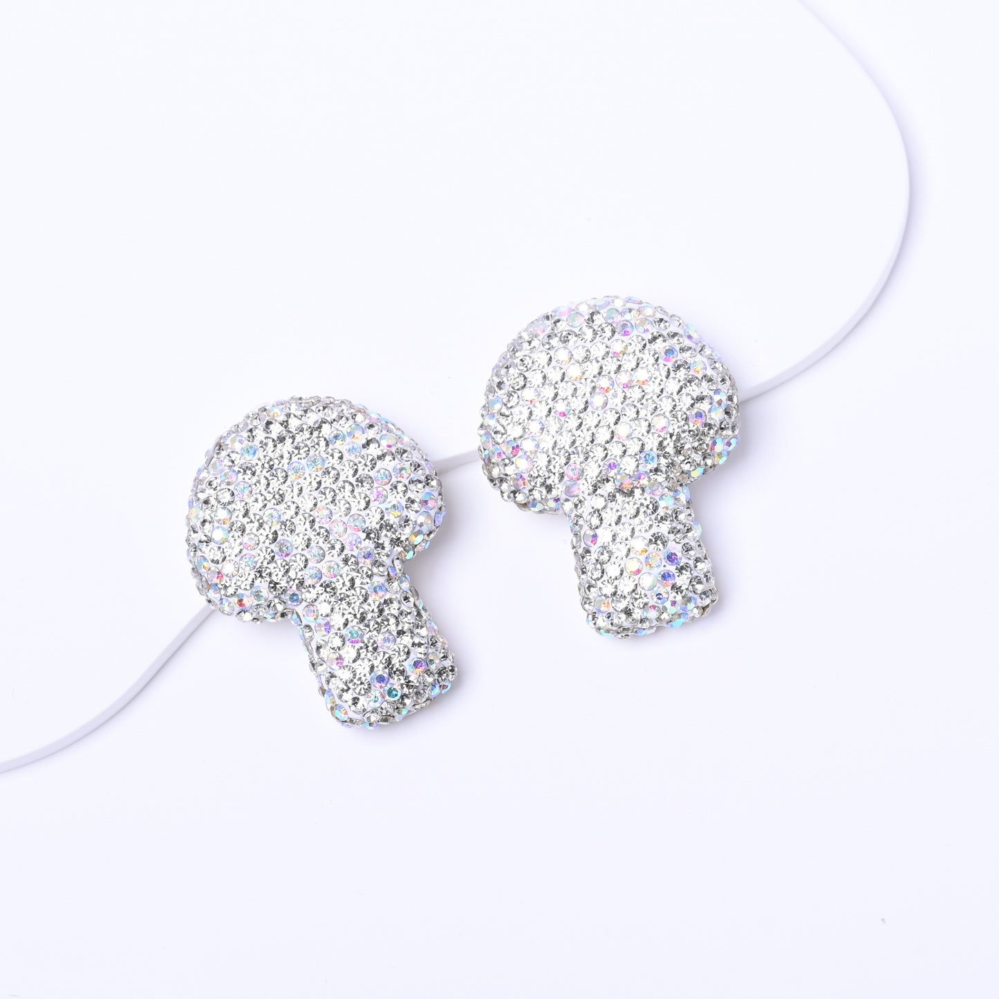 10 Pcs Starry Sky Diamond-Studded Crystal Cartoon Mushroom  Clay Beads