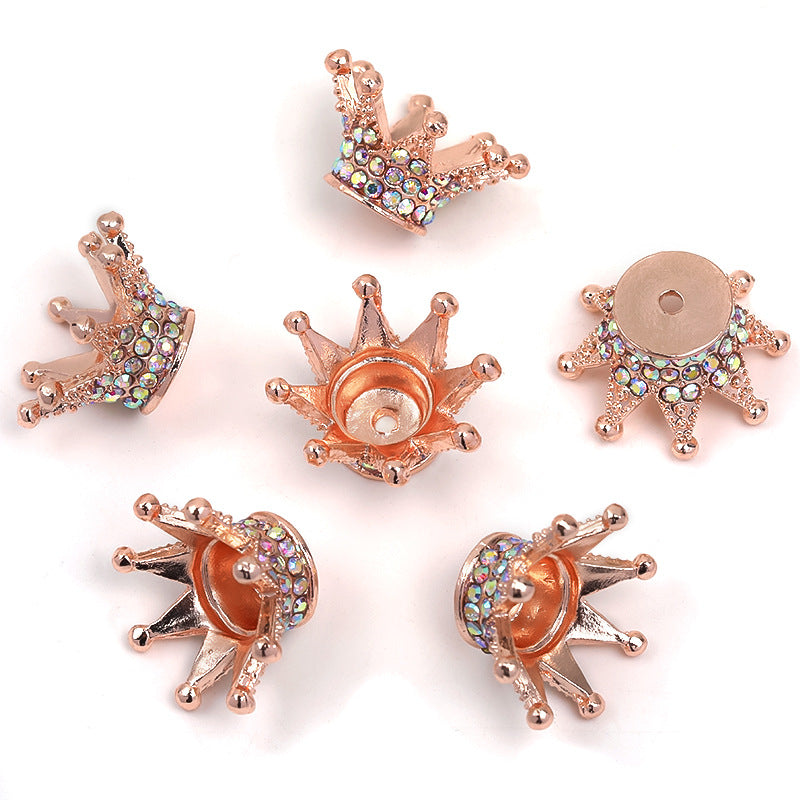 10 pcs 25*13mm 3D Rhinestone Crown Beads