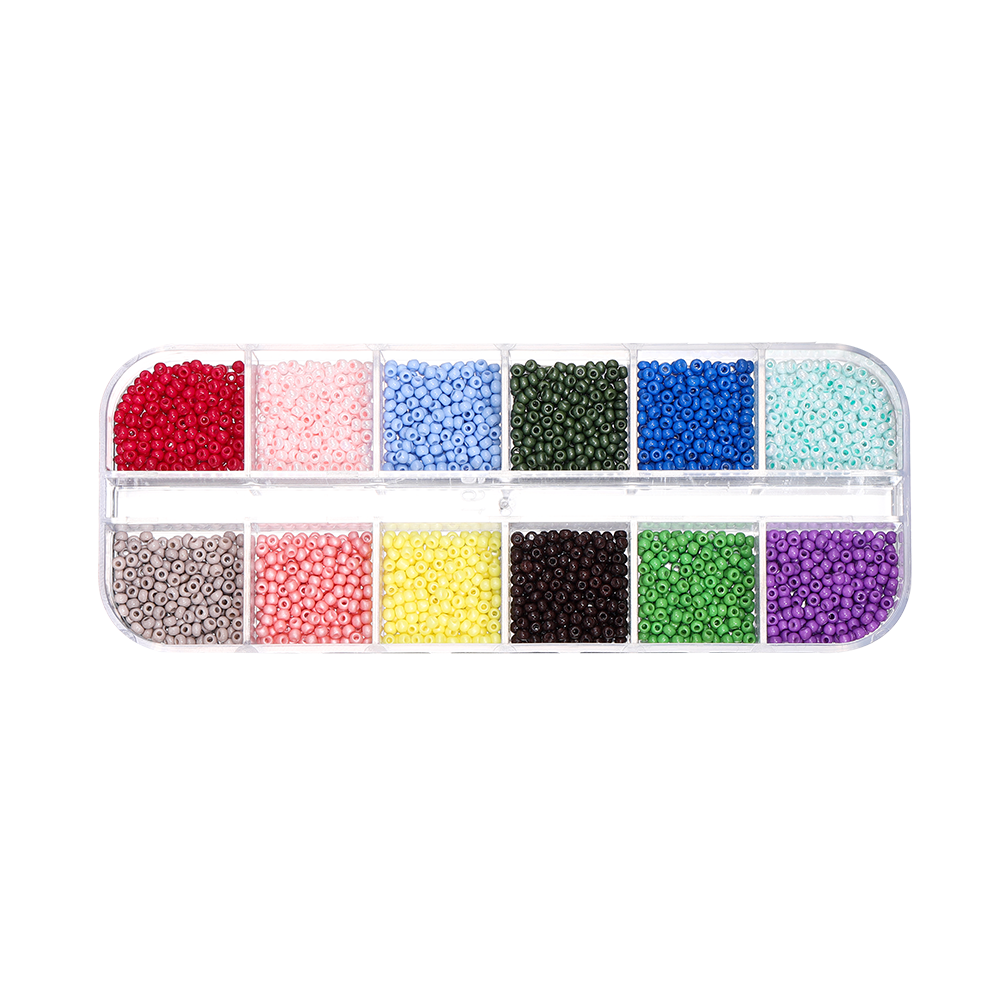 10 Small grids of solid color Seed Beads (about 1400 pieces) 2mm