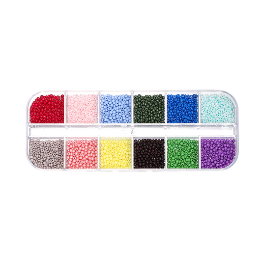 10 Small grids of solid color Seed Beads (about 1400 pieces) 2mm