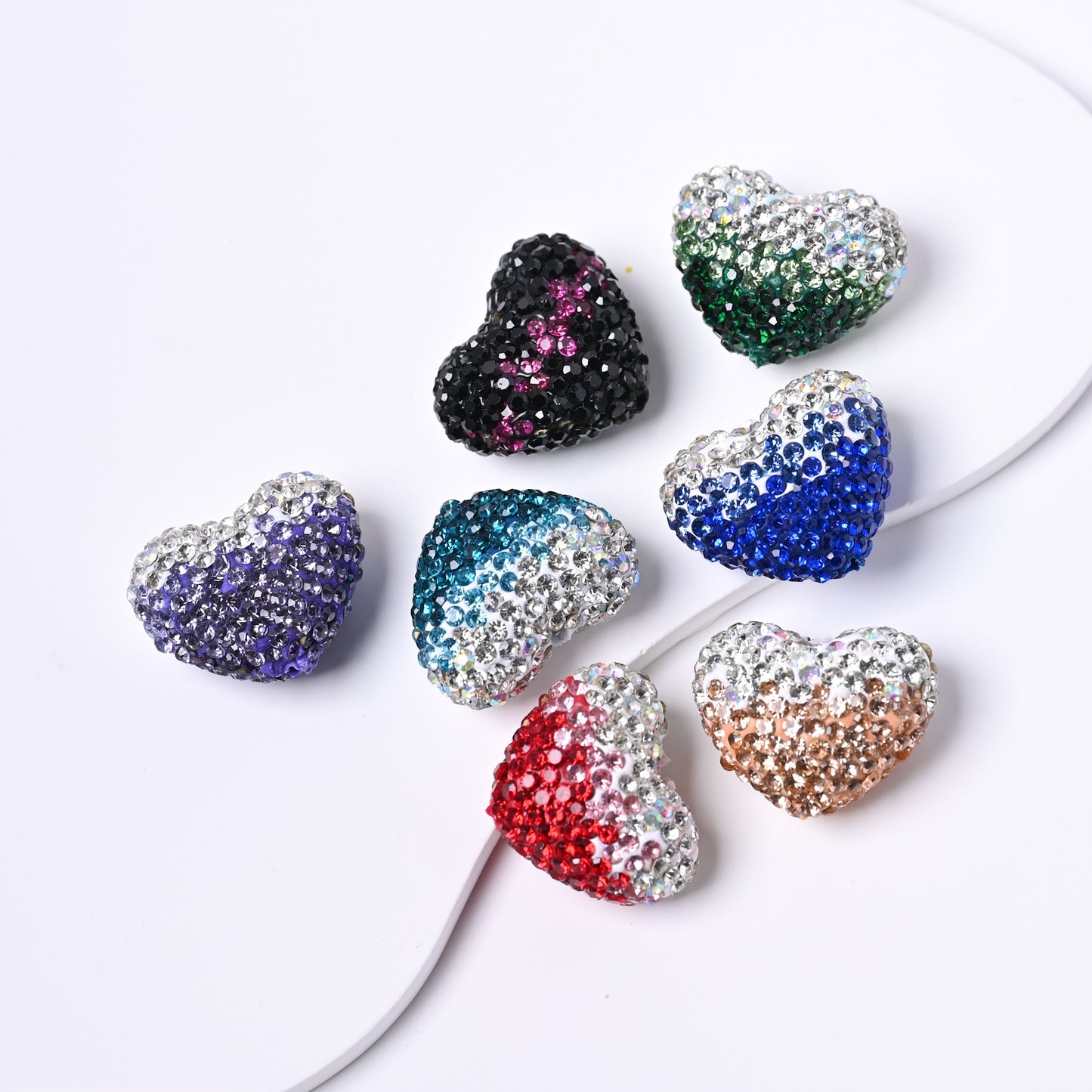 19X24MM Polymer Clay Heart-Shaped Diamond Ball Clay Beads