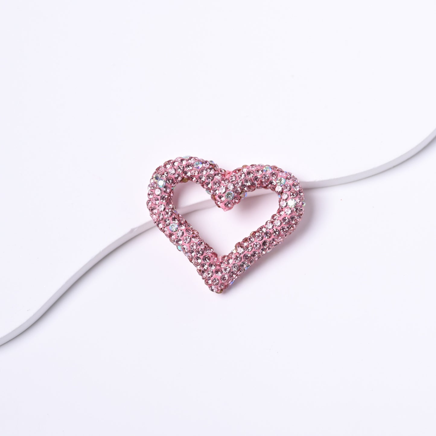 2.8*3.2cm Full-Diamond Clay Heart Ring Crystal Fancy Beads