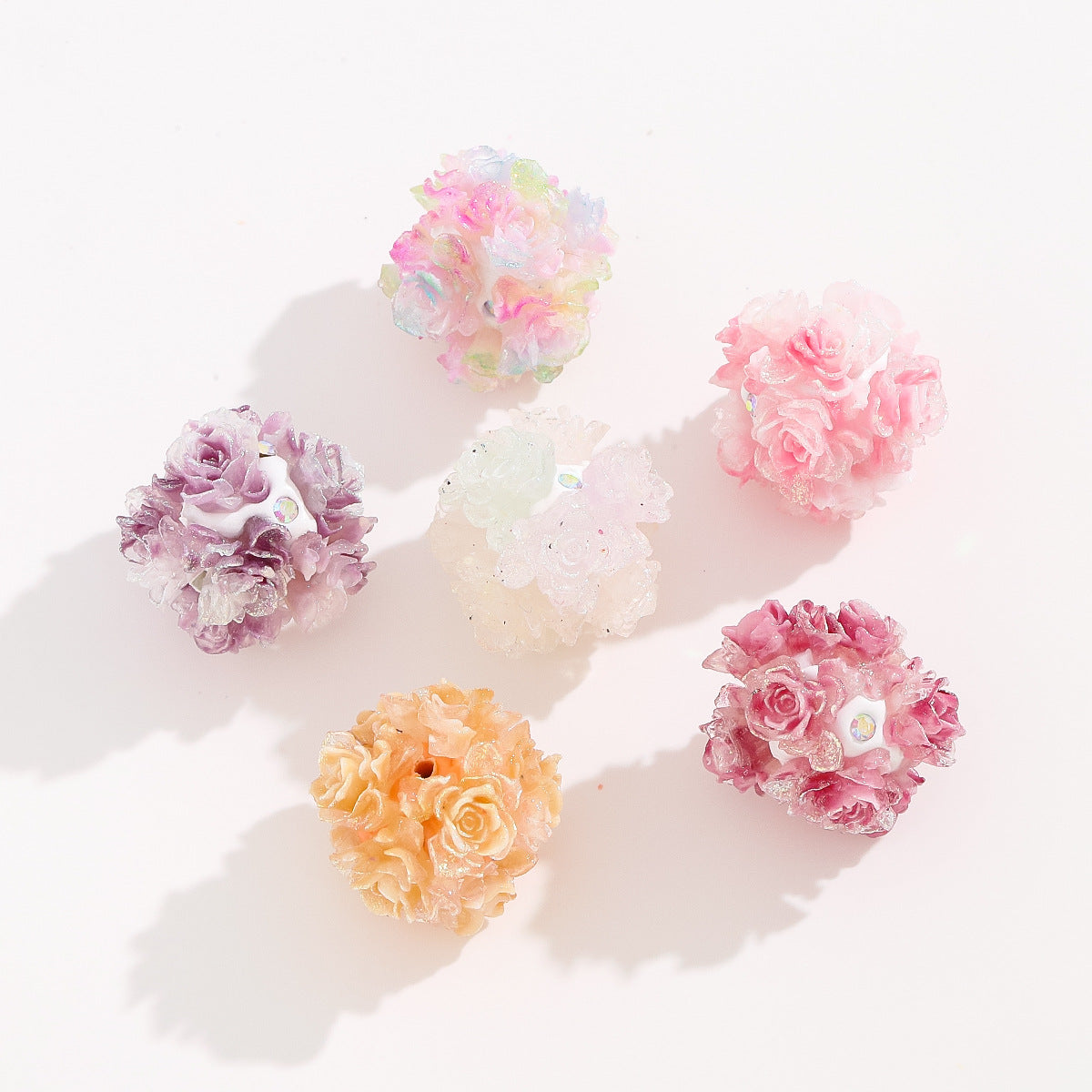 Rhinestone Colored Peony Flower Fancy Beads