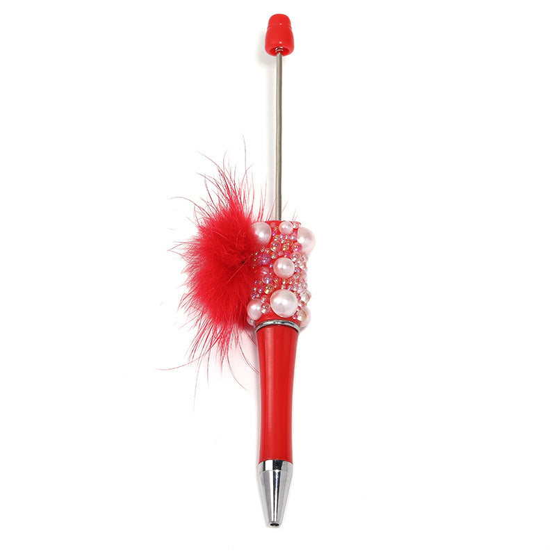 Fuzzy ball pearl beadable pen