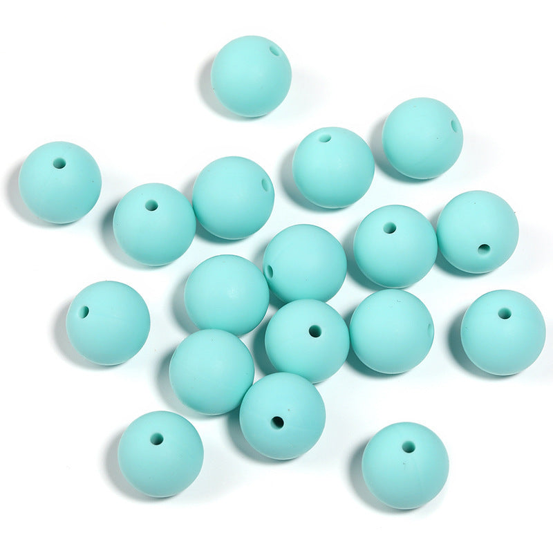 15mm environmentally friendly silicone round beads, multi-color straight hole beads