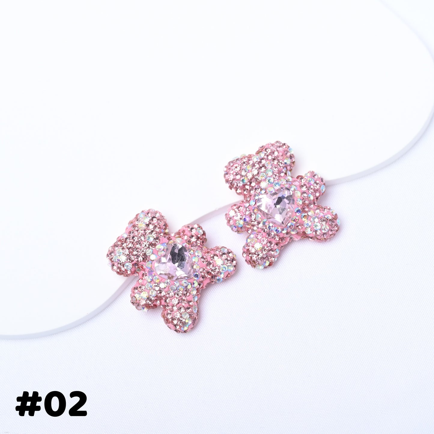 10 pcs Starry Sky Diamond-Studded Bear Heart-Shaped Zirconia Ball Fancy Beads